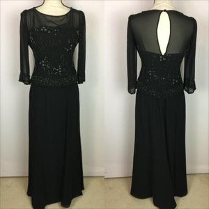 Jade by Jasmine Formal Long Dress Size 2 Womans Black Beaded Mother of the Bride